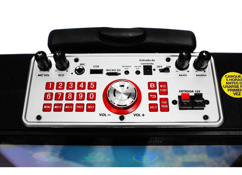 Karaoke Bocina Recargable Pantalla 14 Bluetooth Mic Usb Rec