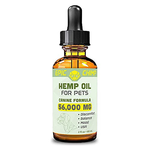 Epic Chimp Canine Dog Hemp Oil 56.000mg Con Omegas Txfhx