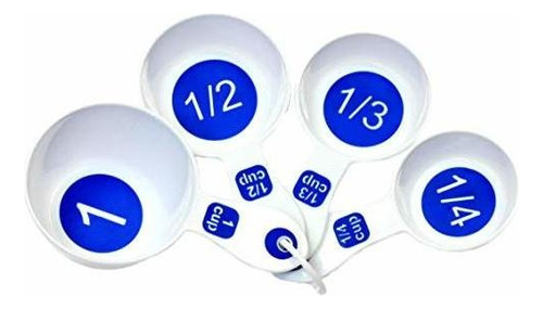 Chef Craft Plastic Measuring Cups, White With Blue, 4-p