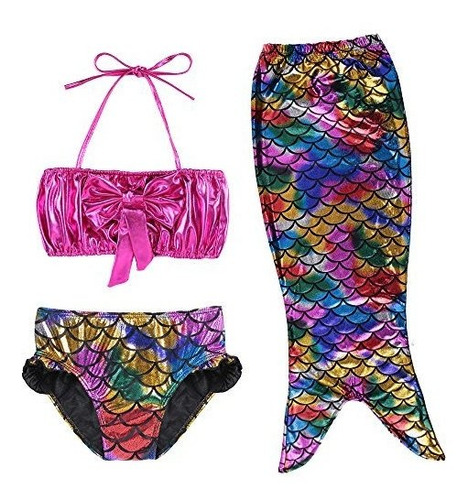 Tfjh E 3pcs Kids Girls Fancy Princess Swimable Fish Tail Set