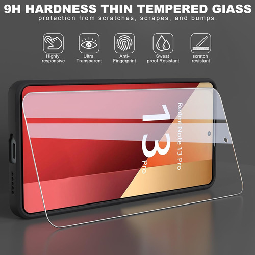 Funda Silicona Líquida Tpu Para Poco M6 Pro 4g+mica+cordón Negro Redmi Note 13 Pro 4g/xiaomi Poco M6 Pro 4g/poco X6 Neo