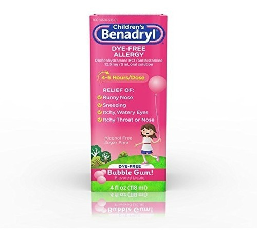 Benadryl Allergy Relief Antihistamínico Infantil, Sin Colora