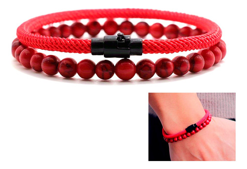 Pulsera Roja Protección Pulseras Hombre Mujer Piedras