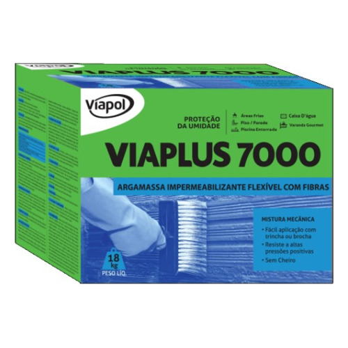 Argamassa Viaplus 7000 Fibras 18 Kg Impermeabilizante Viapol