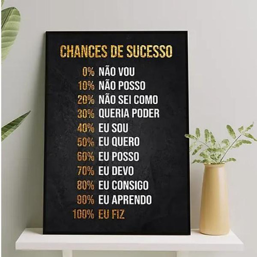 Quadro Empreendedor Chances Sucesso 33x24cm Preta