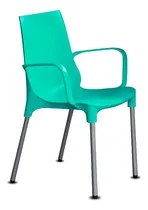 Comprar Silla Plastica Apilable Con Brazos Para Jardin Exterior Patas De Aluminio Antioxidable Hogar Quincho Color Menta