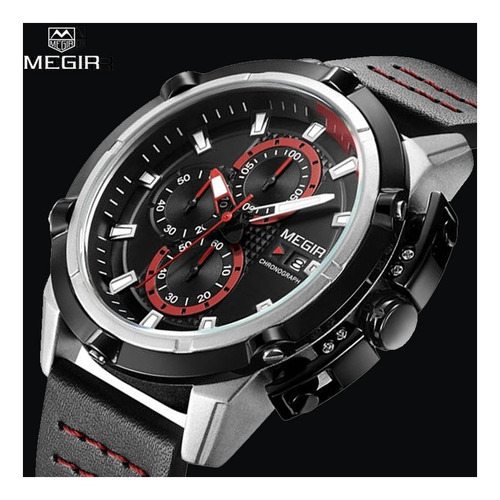 Megir 2062_cronómetro 1/10 Cuero Elegante Sport Style