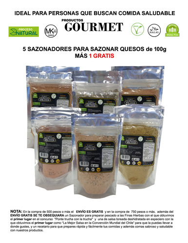 Sazonador P/queso Gourmet 5+1 Sobres  Ingredientes Naturales