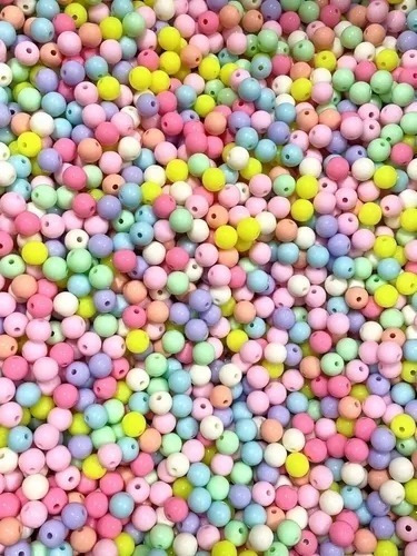 Miçanga Bola Leitosa Colorido 6mm Candy Infantil-25grama