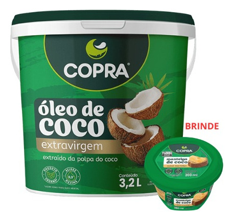 Óleo De Coco Balde Extra Virgem 3,2l Copra + Sal Rosa 200g