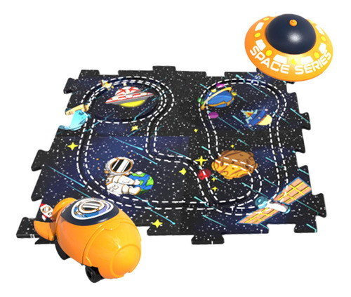 Puzzles Track Play Set Desarrollo Tema Espacial 4 Piezas