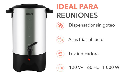 Rca Cafetera De Acero Inoxidable De 40 Tazas Gris