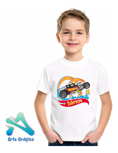 Remera Personalizada Cumpleaños Niños Hot Wheels