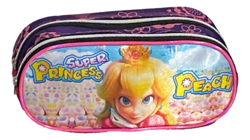 Lapicera Princesa Peach Con Doble Cierre Y Doble Estampado