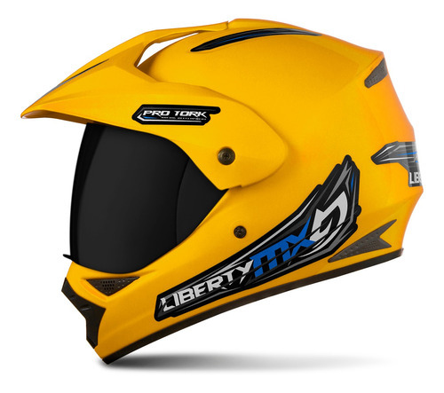 Capacete Para Moto Cross Liberty Mx Vision Com Viseira Fumê Cor Amarelo Tamanho do capacete 58