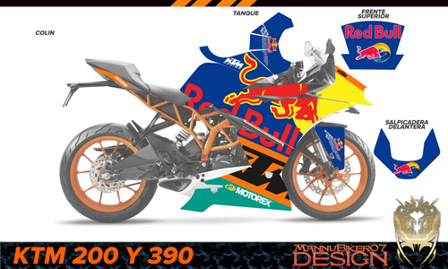 Stickers Ktm Rc200 Y Rc390 Antigua Calca Graficos D Uso Rudo
