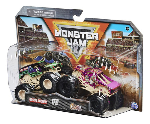 Monster Jam 1:64 2 Pack- Grave Digger S10 Vs. Calavera Color Multicolor Personaje Grave Digger vs Calavera