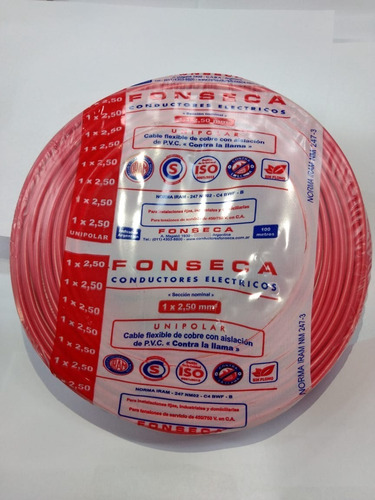 Imagen 2 de 5 de Cable Unipolar 2,5 Mm Rojo X 50mts Normalizado Por E631
