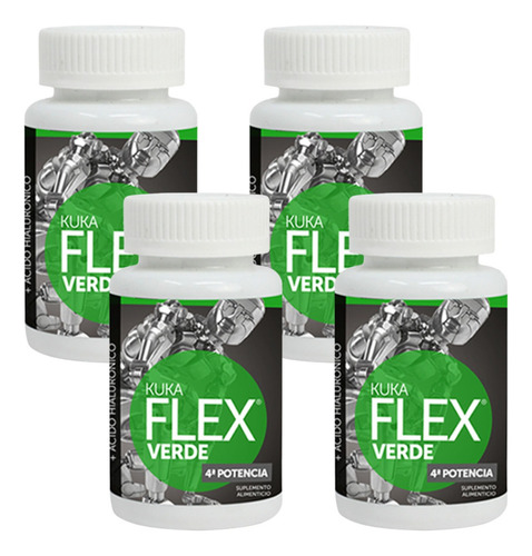 4 Pack Kuka Flex Verde Suplemento Glucosamina Msm 4x30 Tabs Sabor Sin Sabor