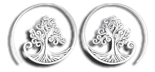 Pendientes Árbol De Vida Espiral Plata 925 Esterlina A...