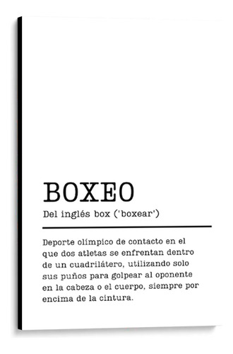Cuadro Decorativo Definición Boxeo Diccionario 40x27cm Negro Negro
