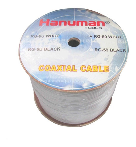 Cable Coaxial Rg-59 Bobina De 305mts Blanco Rg59 