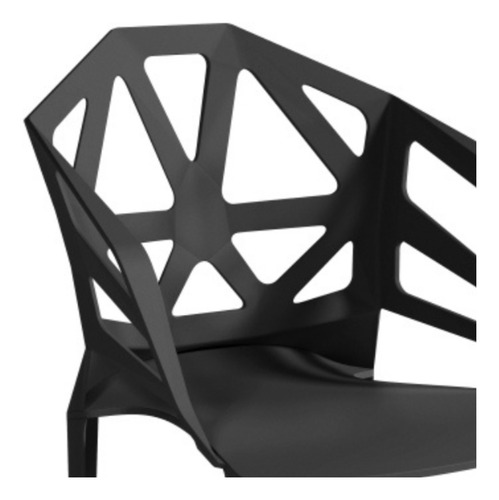 Kit 4 Poltrona Lounge Cadeira Compacta Com Braço P/ Sala De Jantar Alpendre Varanda Sacada Cor Preto Ps Móveis