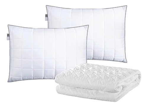 2 Almohadas Home Tiffany + 1 Protector Individual 3 Capas Blanco