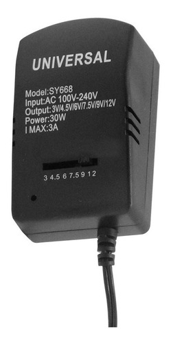 Transformador Sy668 30w 3 A 12v - Puntas Intercambiables 3a.