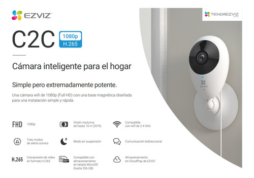 Imagen 2 de 10 de Ezviz Cámara C2c Ip Wifi Full Hd 1080 Ir 7.5m Detec Movim