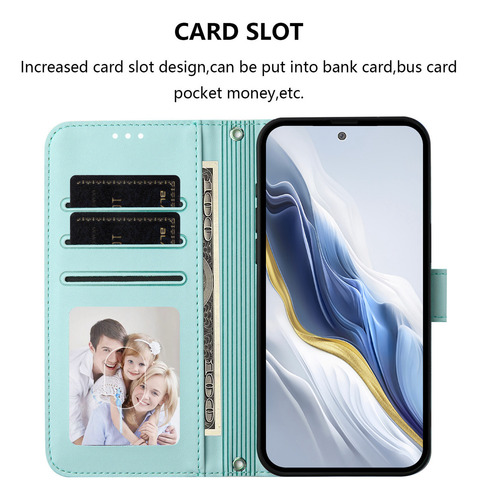 Funda Para Teléfono Samsung Galaxy A, Funda De Piel Tipo Cartera, Color Menta Pt187