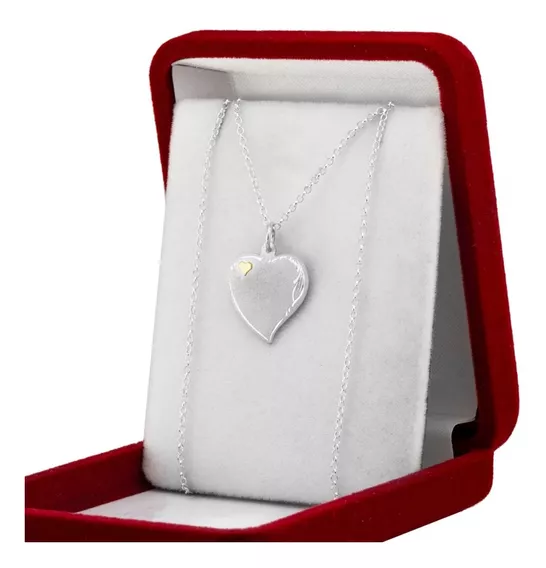 Conjunto Cadena Y Dije Corazón Para Grabar Plata Y Oro Mujer