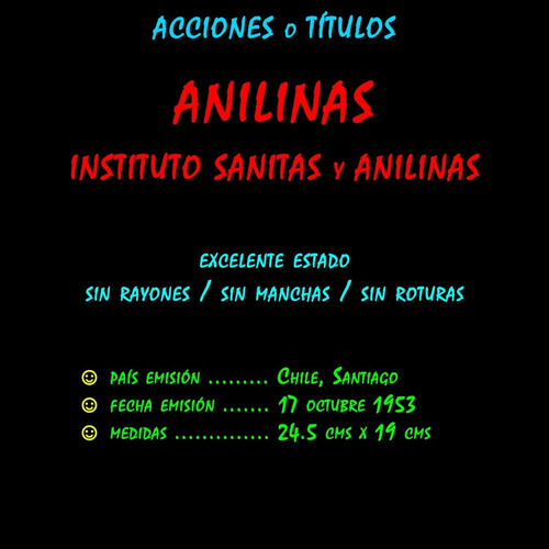 Imagen 2 de 3 de ¬¬ Acción Acciones Títulos / Anilinas Sanitas Zp