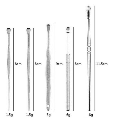 Imagen 3 de 10 de Herramientas Para Limpieza De Oídos Kit Quitar Cera Del Oído