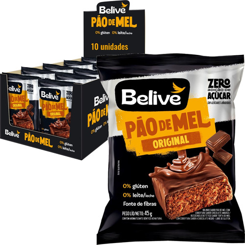 Pão De Mel Belive Zero (acucar, Lactose E Gluten) 45g (10x)