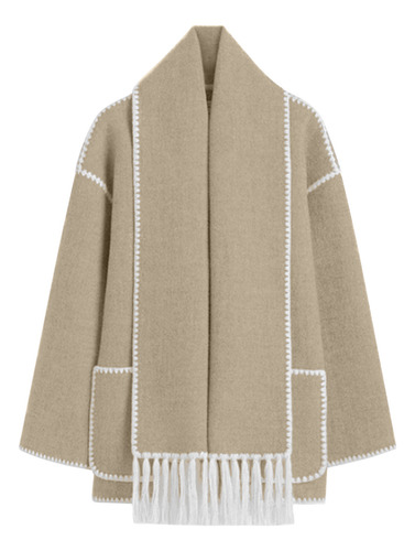 Jaqueta Feminina De Lã De Inverno Espessada E Folgada Tassel