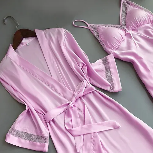 Nuevo Pijama De Seda Satinada Para Mujer, Bata, Ropa Interio