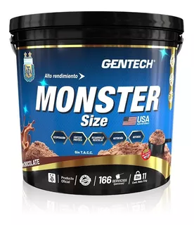 Suplemento en polvo Gentech Monster Size Whey 7900 proteínas sabor chocolate en balde de 14L