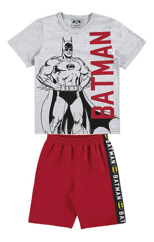 Conjunto Camiseta Bermuda Do Batman Marlan M6065  Tam 4 À 10