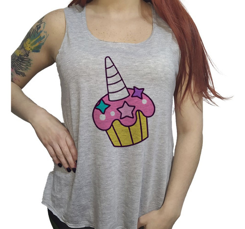 Musculosa Acampanada Unicornio Cupcake Golosina Art