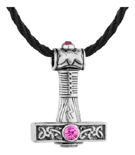 Collar Vikingo Runa Martillo Thor Edic.limit. Zirconio Rosa.