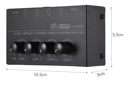 Ha400 Ultra-compact 4 Channels Mini Audio Stereo Headphone