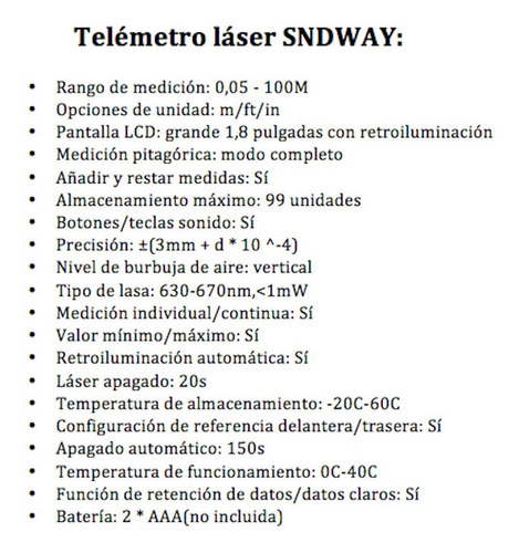 Distanciometro - Flexometro Laser - Med. Distancia - 100 Mts