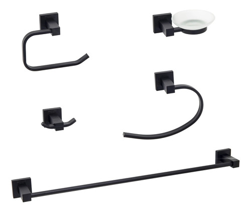 Set Accesorios De Baño Mozart Panamá 9320 5 Piezas Negro