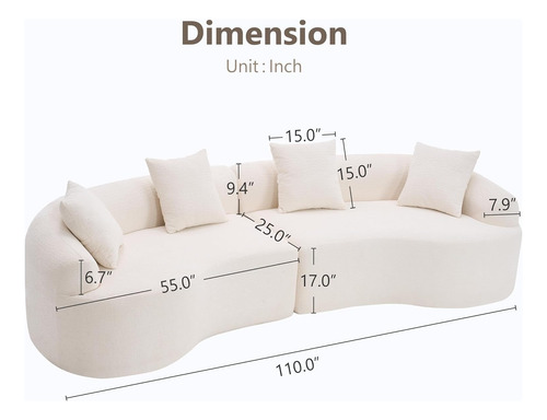 Sofa Seccional 4 Plazas Curvado Con 4 Almohadas Olodumare