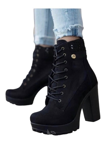 Botin Taco Alto Mujer Negro Ac-206