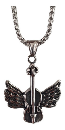 Collar Guitarra Violin Angel Acero Inoxidable Titanio