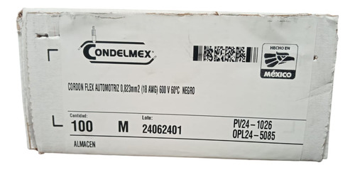 Cable Automotriz 100% Cobre Calibre 18 100 Mts Color Negro