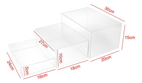 3 Peças Buffet Risers Food Risers Para Exibição De Claro