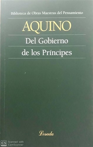 Del Gobierno De Los Principes - De Aquino Tomas (libro)